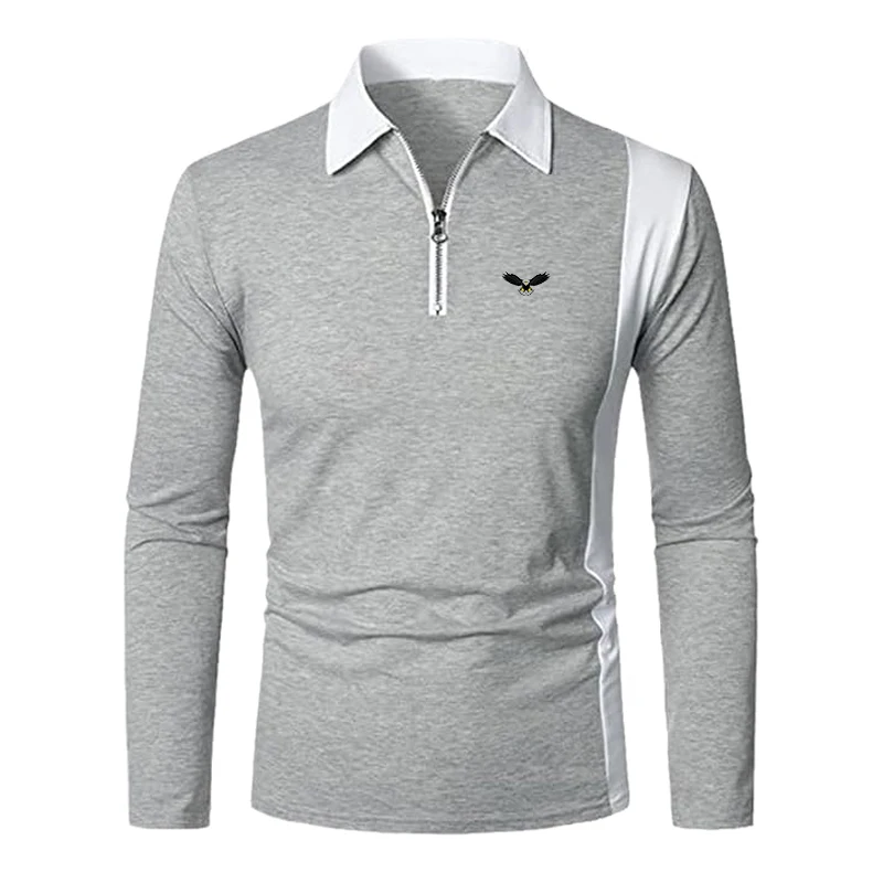 Men's Polo Shirts Street Casual Turndown Long Sleeve Fashion Leisure Color Block Patchwork Spring & Fall Regular Fit Polo Shirts