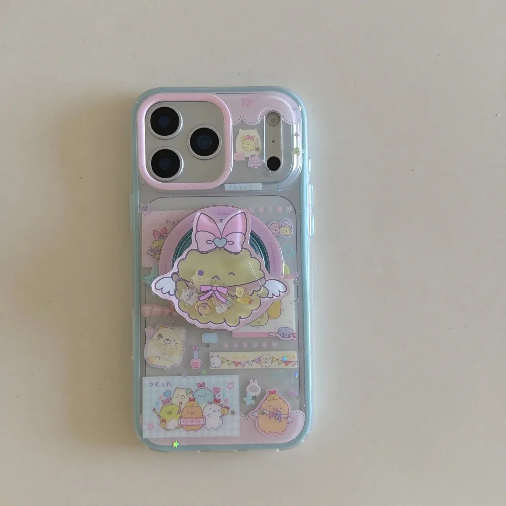 Cute corner bio with magsafe holder phone case for iPhone 17 16 ProMax14 15 Pro Fashion shockproof protective case for14 fundas