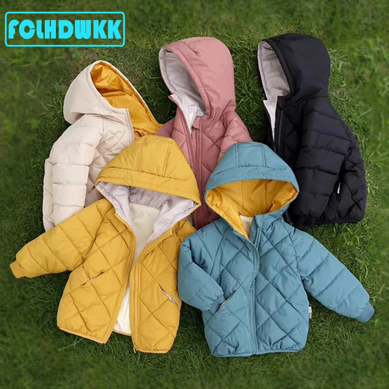 2025 Kids Girls Boys Autumn Winter Jackets Coat New Children Down Padded Baby Jacket Plus Velvet Warm Cotton Jacket Boy Clothes