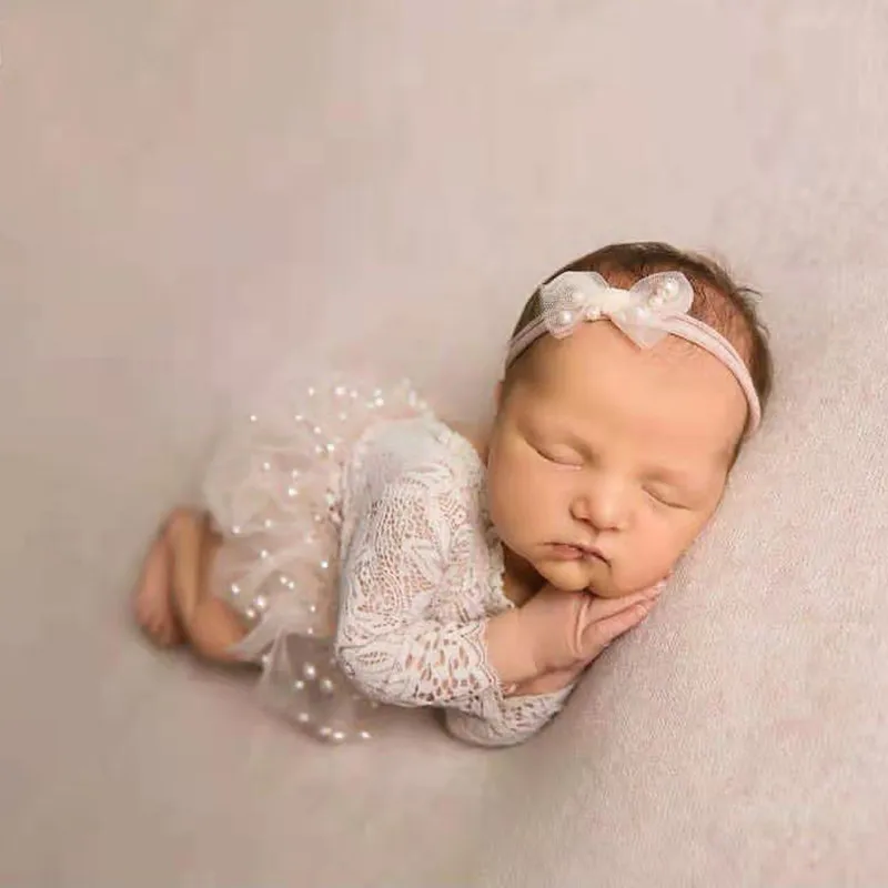 ❤️Newborn Photography Clothing Bow Pearl Headband+Romper+Skirt 3Pcs/set Baby Photo Props Accessories Clothes Outfits Fotografia