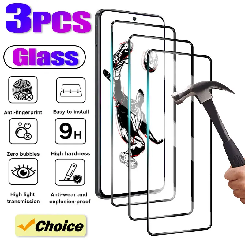 3PCS 9H Full Cover Tempered Glass Screen Protector For Xiaomi POCO X3 NFC X4 X5 X6 Pro 5G F3 F4 GT F5 M3 M5 C31 C50 C61 Glass