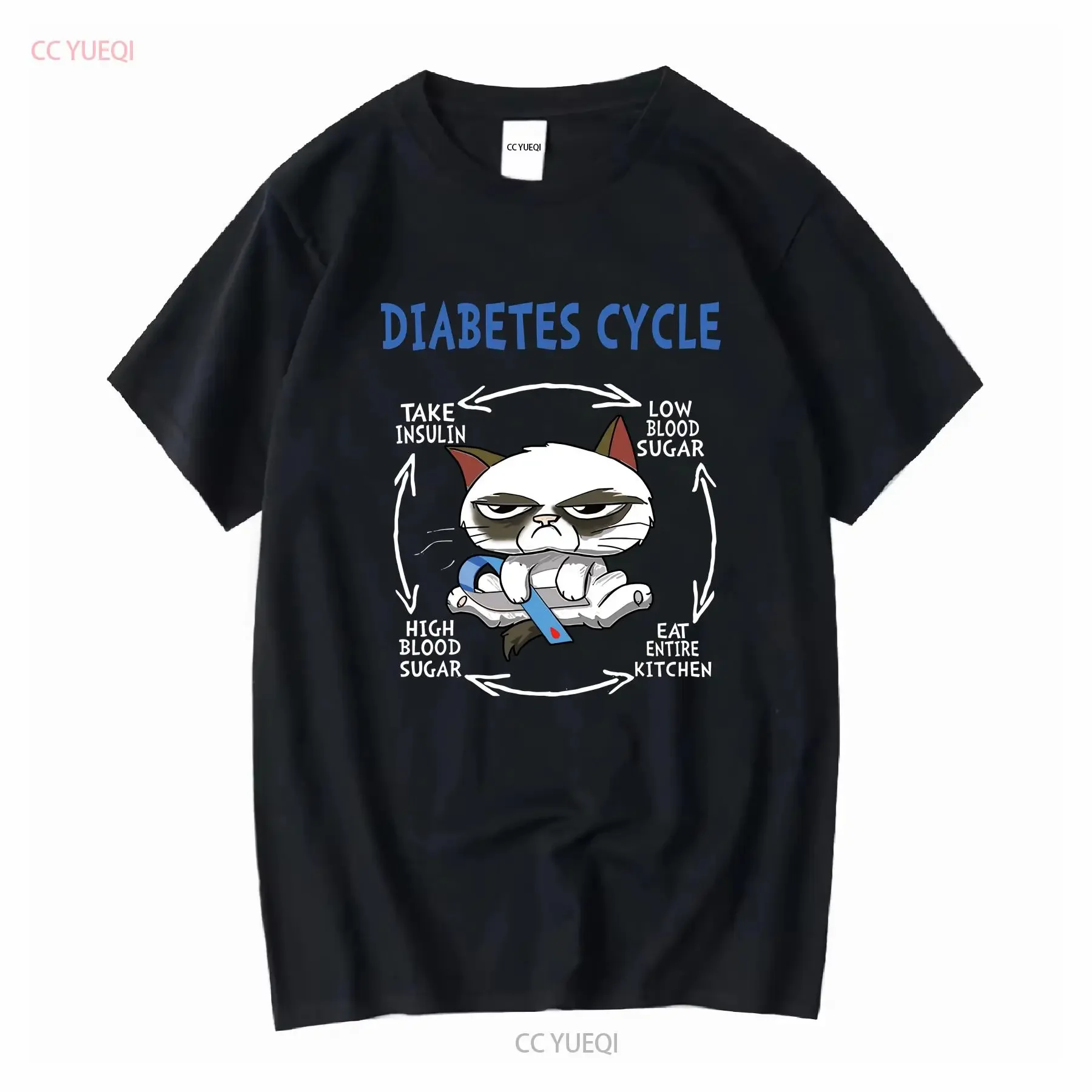 Diabetes Cycle Awareness Funny Cat Lover T Shirt SweaT long or short sleeves vintage Washed Breathable fashion graphic