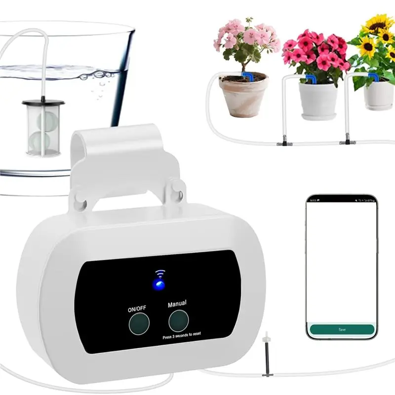 A84E-Indoor Drip Irrigation Kit For 10 Plants, Wifi Smart Plant Watering System, App Controlled, USB Rechargeable