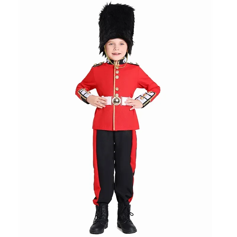 British Royal Guards Costume for Boys Halloween Cosplay Honor Guard Jacket Pants Hat Set Kids