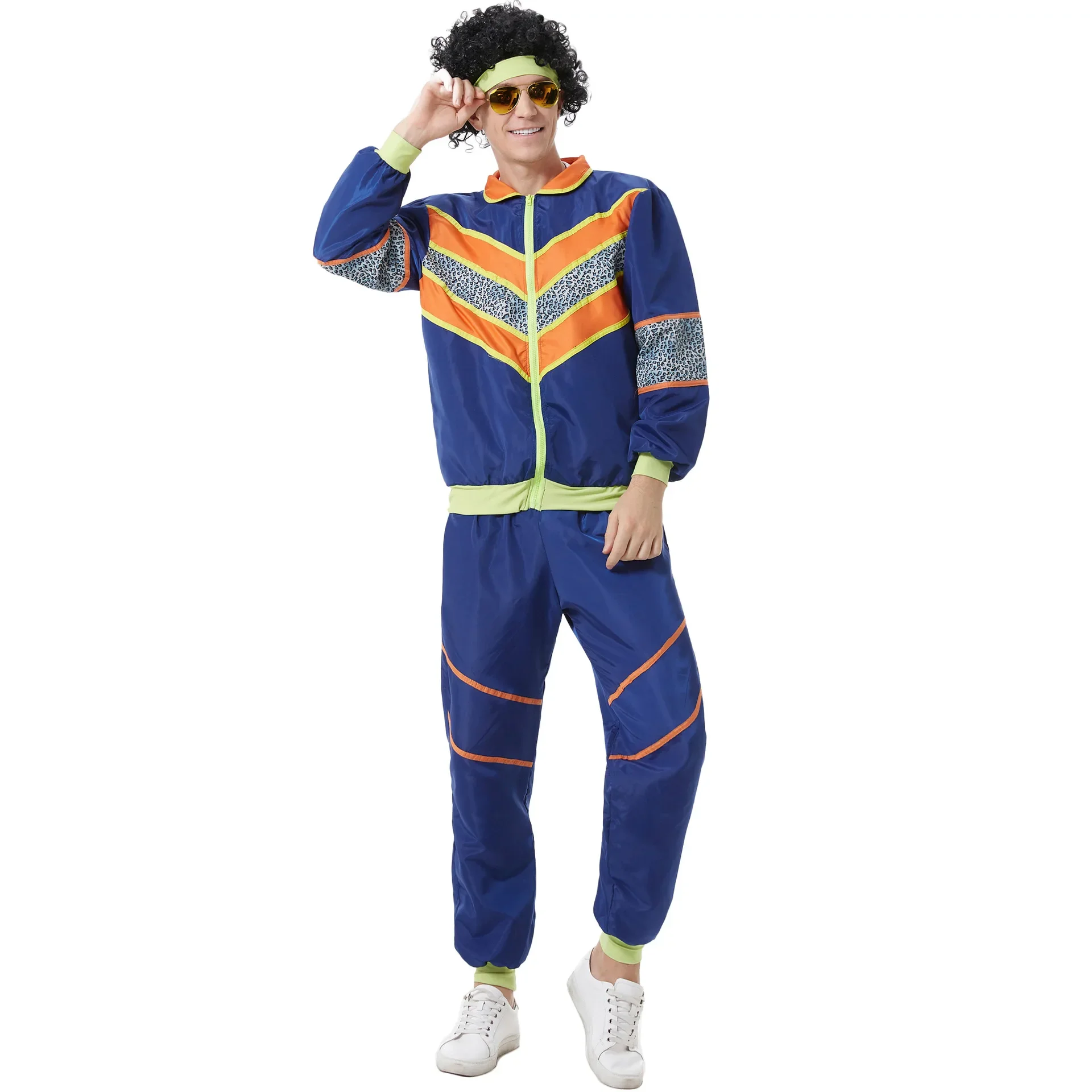 Women Ladies Men 80s Height Of Fashion Tracksuit 1980s Party Retro Disco Neon Costume