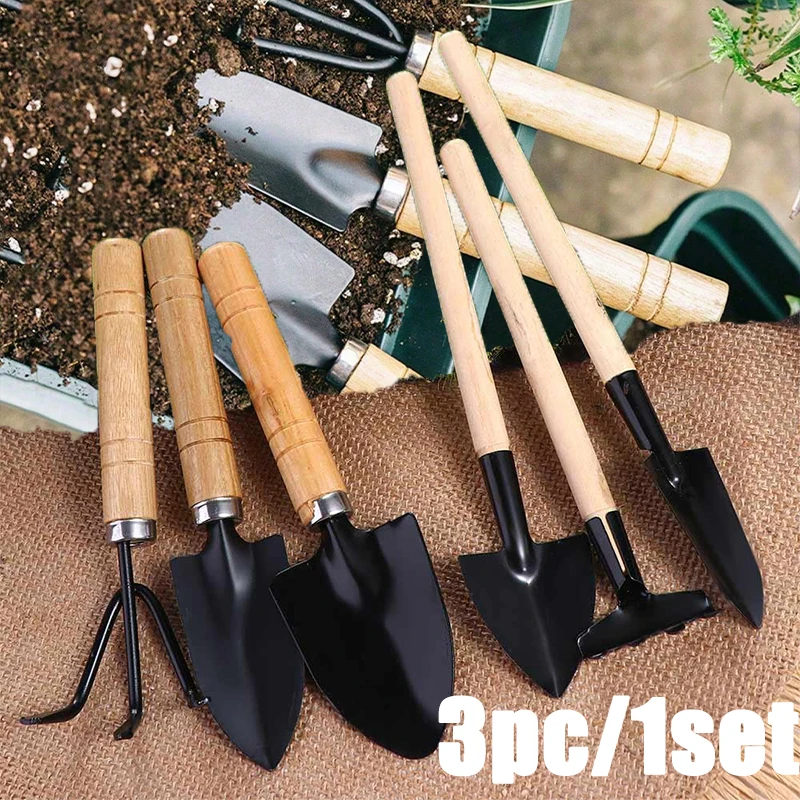 3PC/1Set Mini Gardening Tools Set Portable Small Gardening Tool With Handles Shovel Rake Indoor Gardening Planting Flower Tools