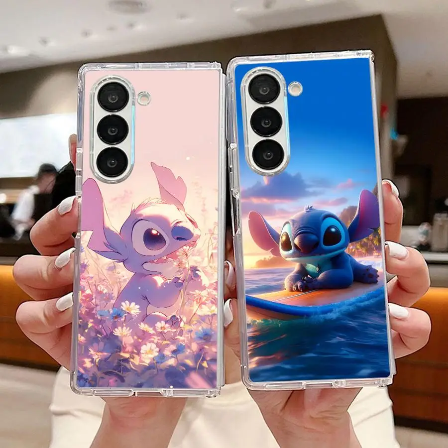 Case for Samsung Galaxy ZFold6 Z Fold 7 6 5 4 3 ZFold7 ZFold3 ZFold4 ZFold5 Transparent Soft Phone Cover Cute Disney Stitch