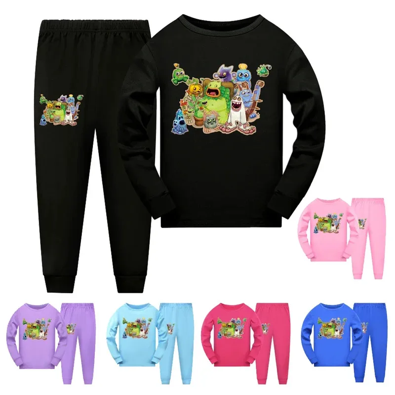 lHalloween Cosplayl Boys Clothes my Singing Monster Children Pajamas Pants Set Cartoon Sleepwear Kids Pajamas for Girls Toddler