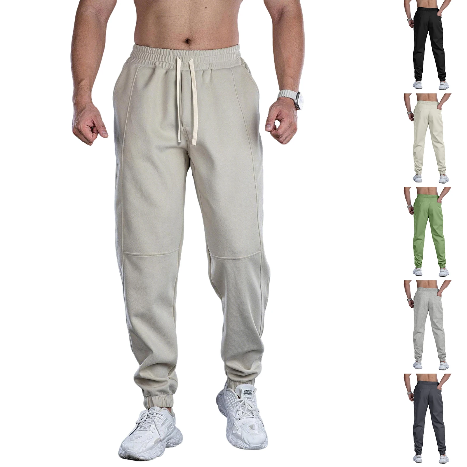 Men'S Sports Pants Breathable Loose Fit Joggers Elastic Waist Drawstring Casual Daily Light Outdoor Wear Hiking Pants Trousers