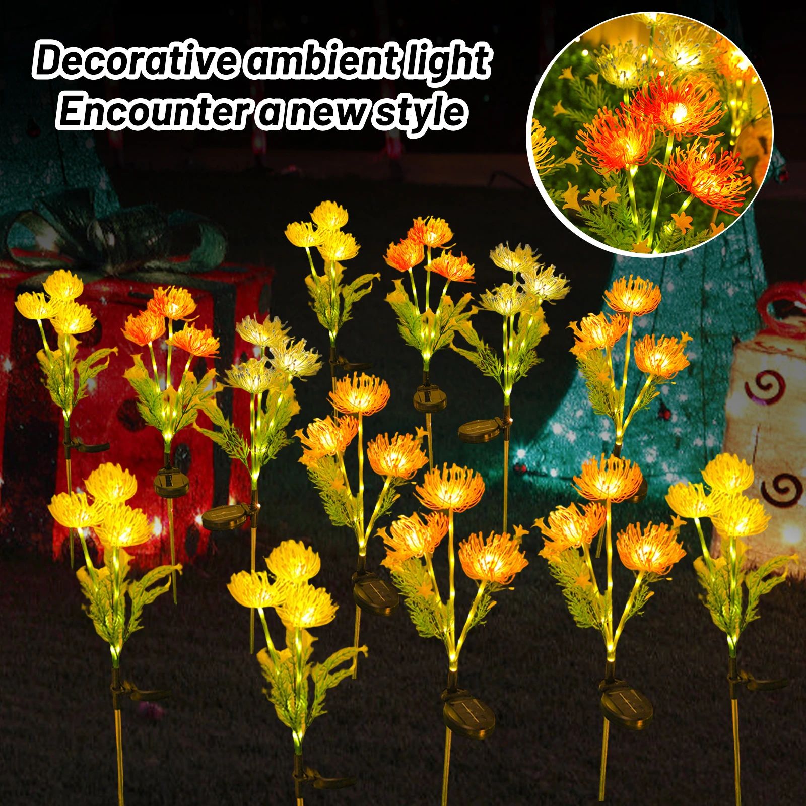 Solar LED Red Poppy Flower Garden Lights - Waterproof Outdoor Pathway Decoration for Landscape & Night Safety Illumination