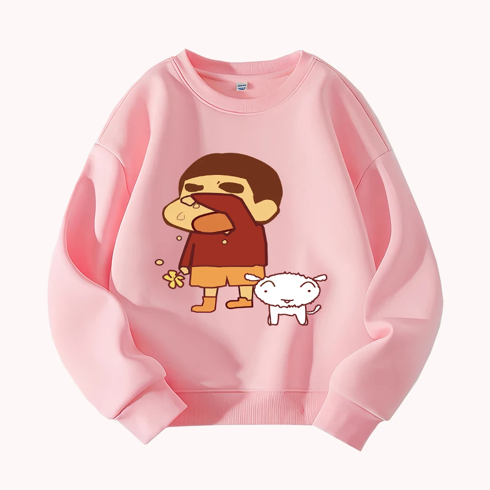 Kids Crewneck Sweatshirt with Crayon Shin - chan Print, KPOP Y2K Style Casual Pullover for Boys Girls
