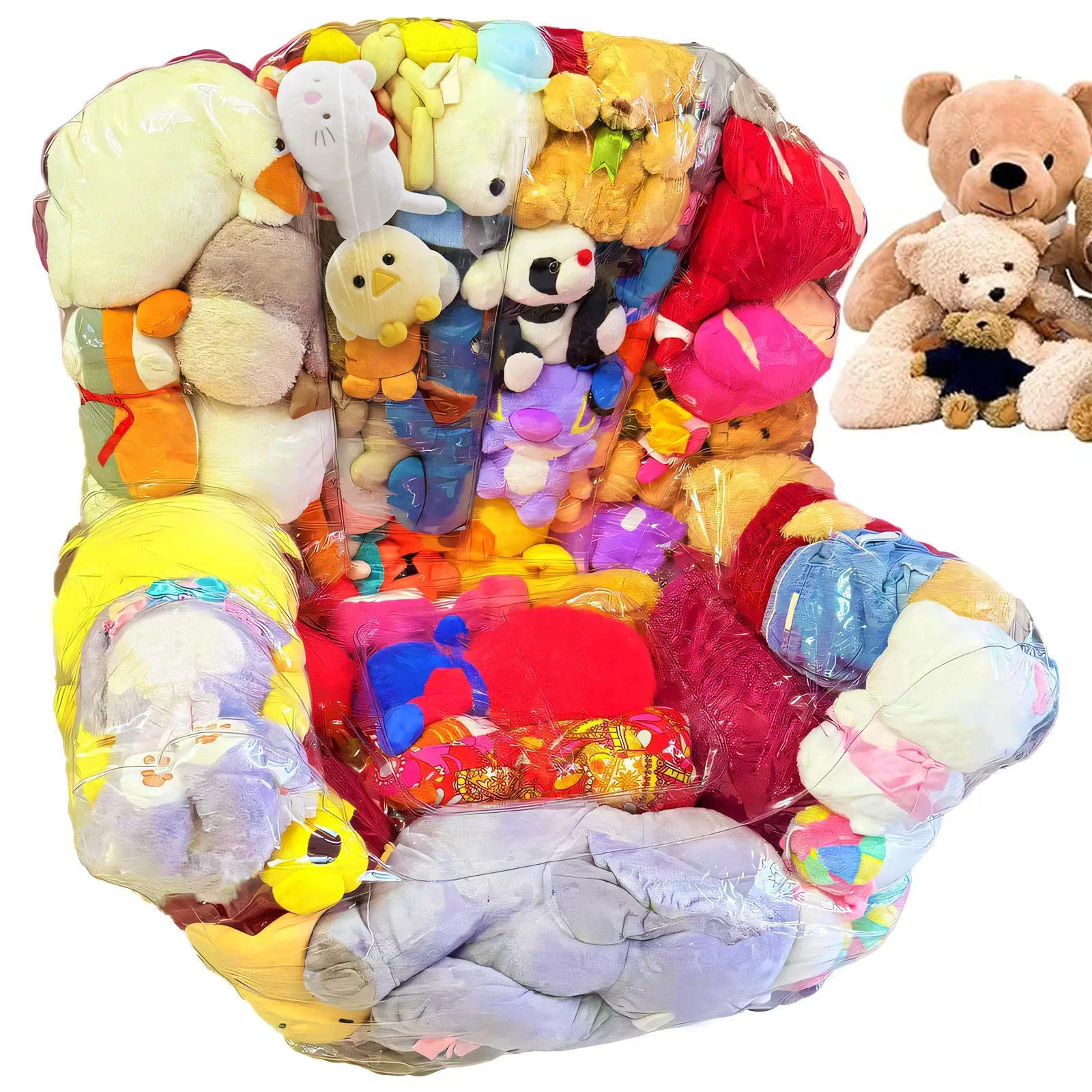 180L PVC Clear Stuffed Animal Chair Cover Waterproof Plush Toy Seat Cover Large Capacity Clothes Toy Storage Bag for Kid Room