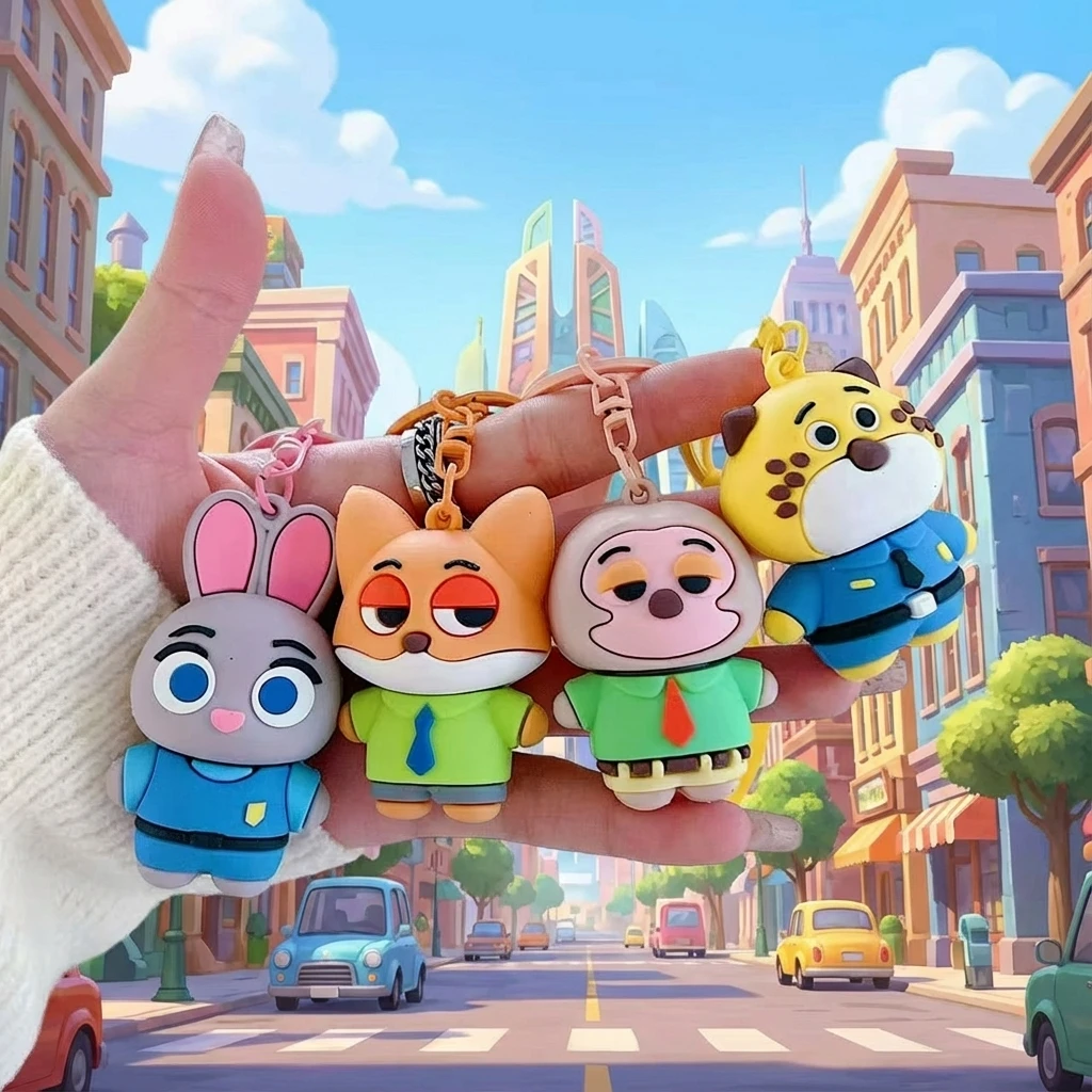 Cute Zootopia Keychain Nick Car Key Judy Couple Backpack Pendant Keychain Claw Machine Toy Animal City Accessories for Kids
