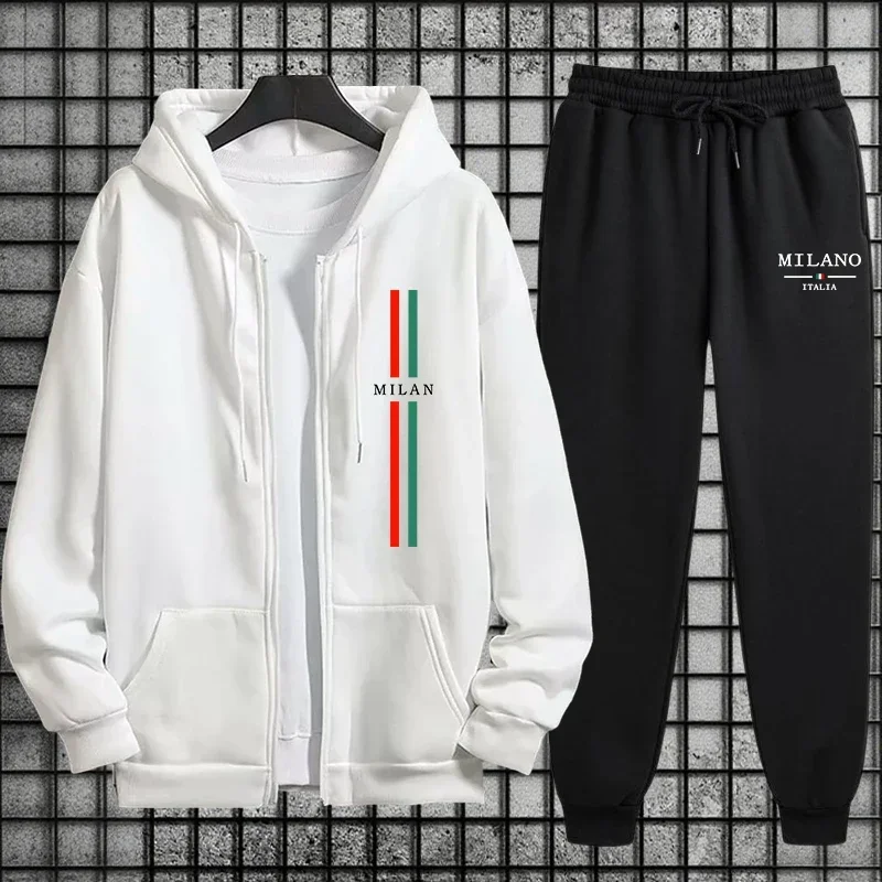 Single Zip Up Hoodie And Single Sports Pants Men Tracksuit Set Athletic Lightweight Stretchy 2026 Spring Casual Daily Sportswear