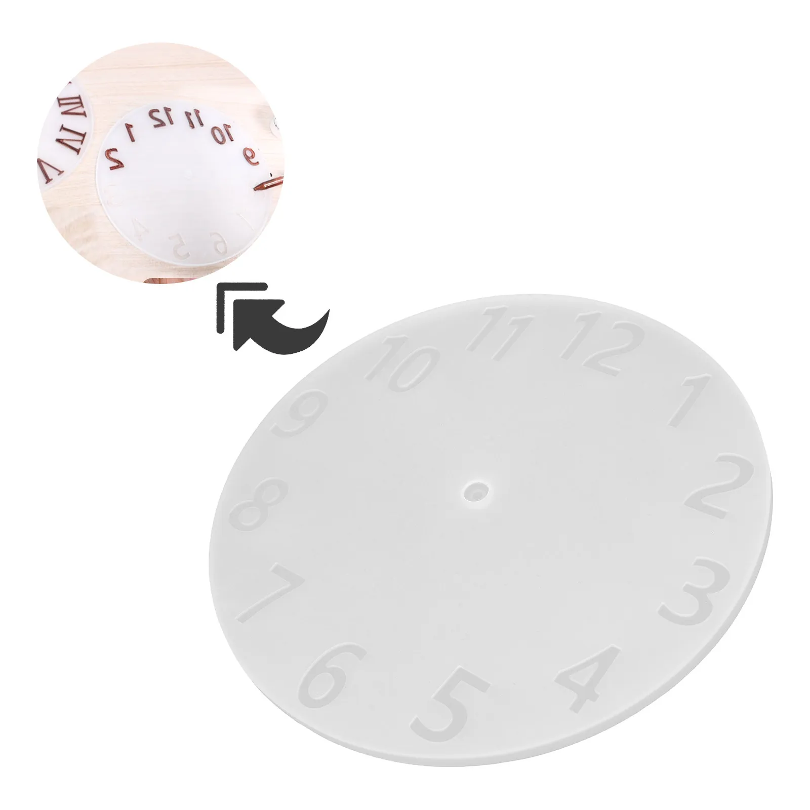 1Set DIY Epoxy Clock Mold Kit with Arabic Numbers Silicone Resin Wall Clock Craft Supplies for Creative Home Decoration