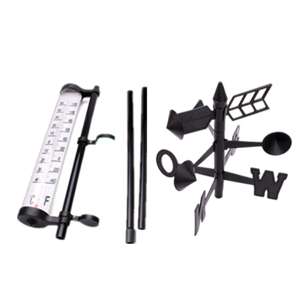 2Sets Measuring Instrument Set Thermometer Rain Gauge Wind Direction Meter Outdoor Garden Farm Weather Station