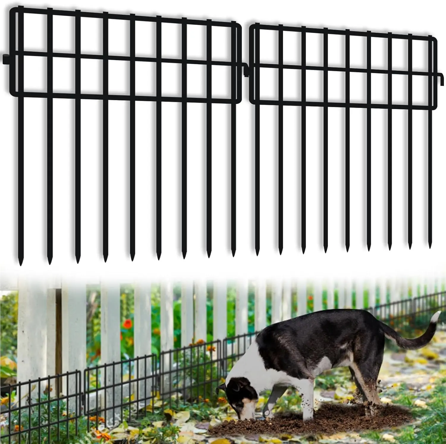 32-Panel No-Dig Animal Barrier Fence, 32ft x 13in, Metal Garden Defense for Rabbits and Dogs