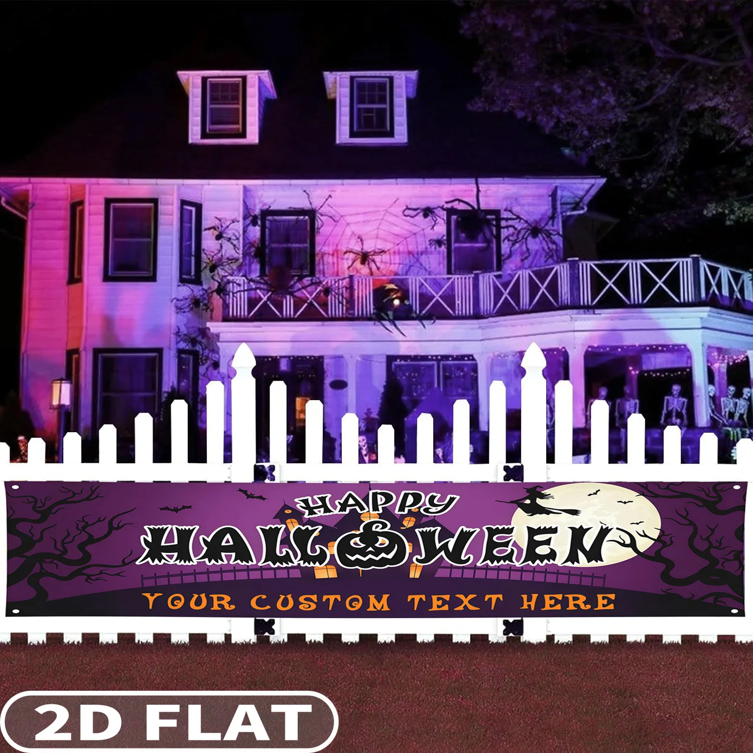 1pc Personalized Purple Happy Halloween Banner, Custom with Any Text, Ideal for Indoor/Outdoor Garden, Fence, Yard Decorations