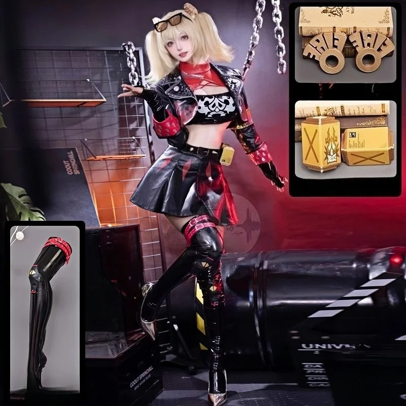 Game Zenless Zone Zero Burnice Whita Cosplay Costume Punk Coat Skirt Props Wig Suit for Women Halloween Anime Party Outfits