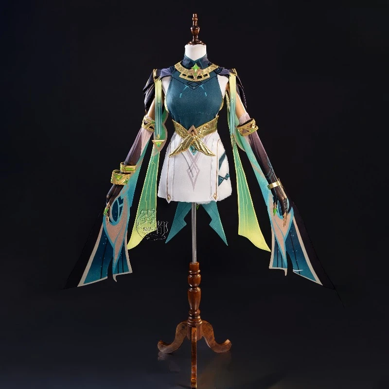 Genshin Impact Nefer Cosplay Costume Wig Dress Uniform Outfit Headwear Carnival Halloween Party for Women Girls Accessories