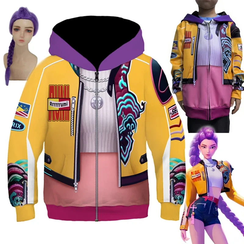 Rumi Jacket 3D Printed Cosplay Costume Hoodies Disguise Roleplay Fantasia Clothing Halloween For Girl Boy