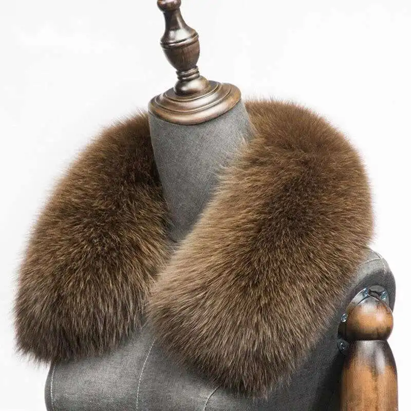 Winter Natural Fox Fur Scarf Square Collar For Men Short Scarves Neck Warm Thick Scarves Real Fox Fur Shawl Male Coat Decorate