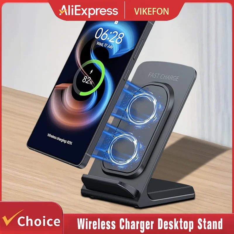 Wireless Charger Phone Holder Desktop Dock Stand For iPhone 17 16 15 14 13 12 Pro Max Plus Samsung S25 S24 Fast Charging Station