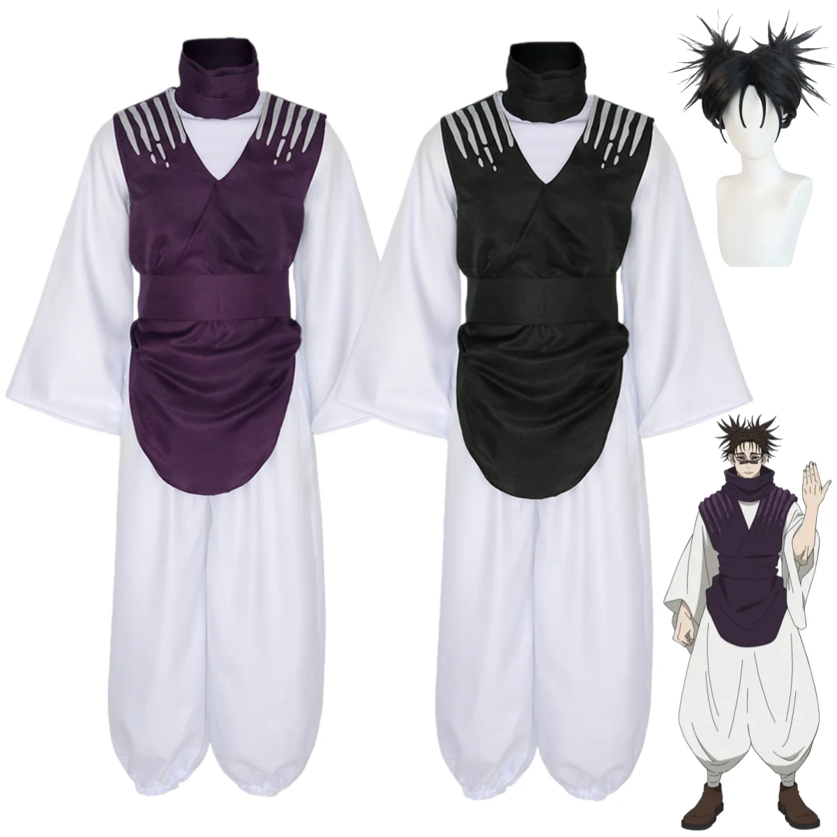 Anime Jujutsu Kaisen Choso Cosplay Costume Purple Black Combat Uniform Full Set Wig Man Woman Carnival Halloween Suit