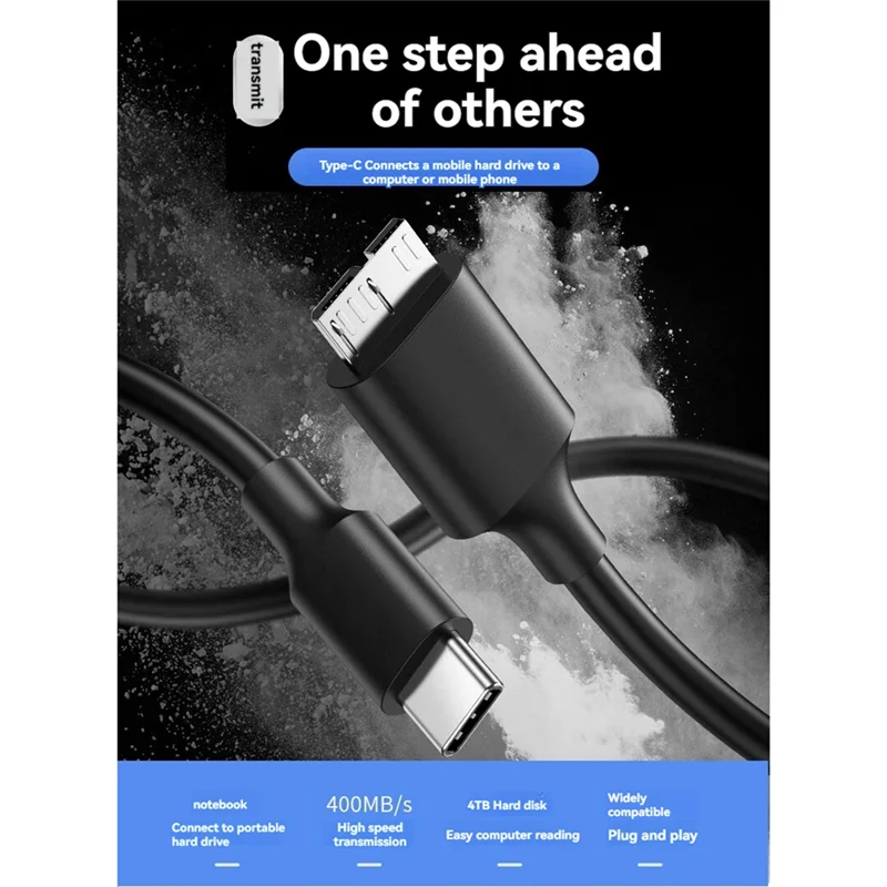 A32T-Reliable USB Type-C Connector To Micro-B Cable For SSD External Hard Drive And Camera