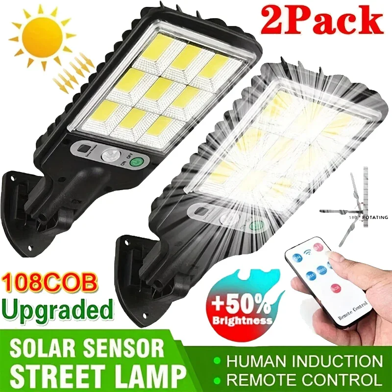 Powerful LED Solar Outdoor Led Courtyard Wall Lamp Rechargeable Human Body Induction Garden Terrace Garage Door Street Lighting