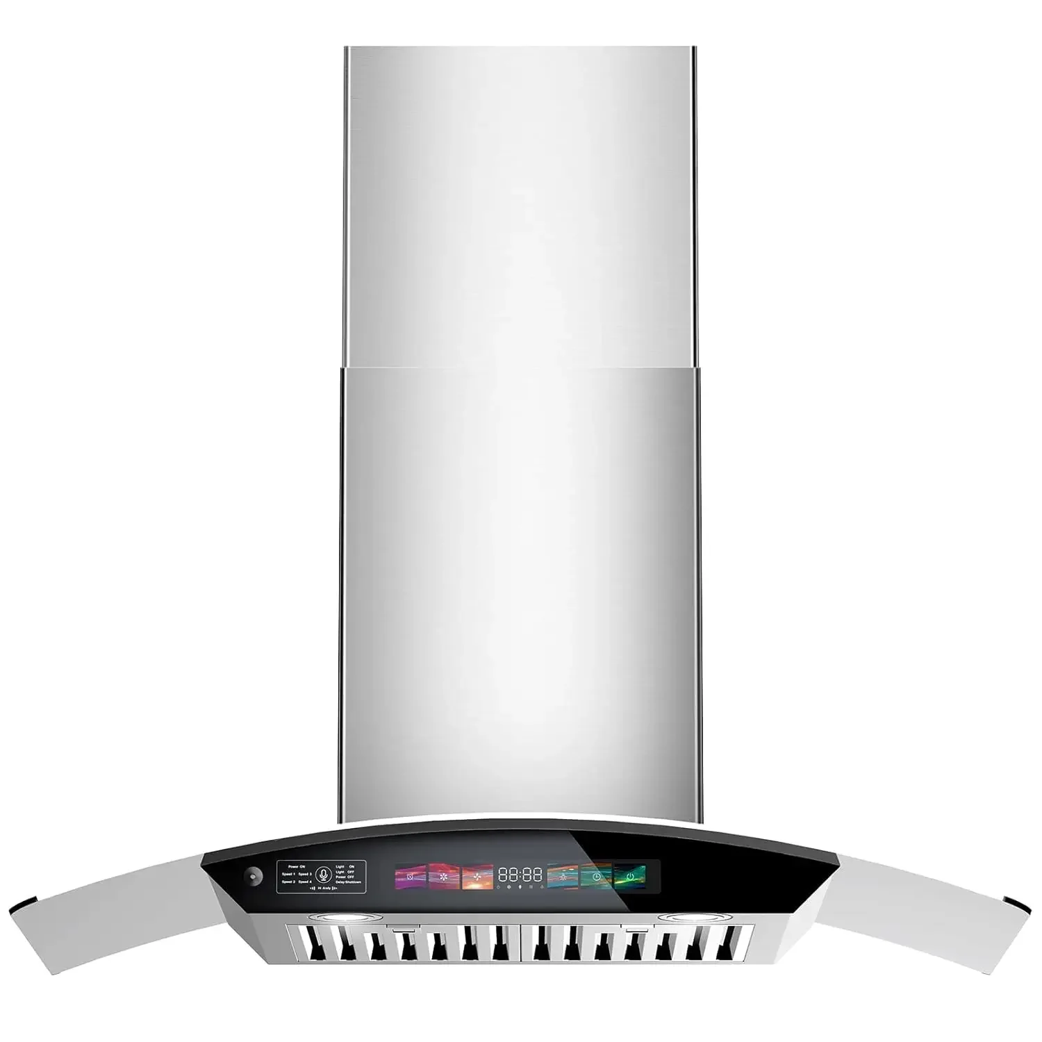 30 inch Wall Mount Range Hood Tempered Glass 900 CFM, Voice/Gesture/Touch Control, Stainless Steel Kitchen Hood, Customized