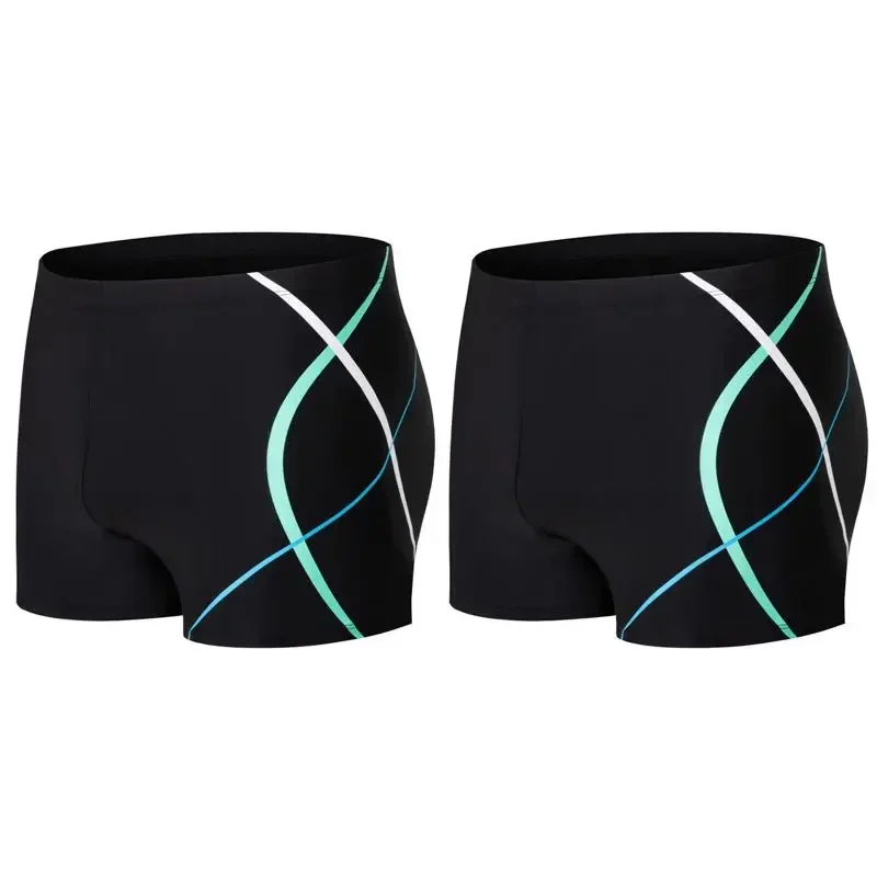 2 Pack Sets Swimwear Tights Surf Beach Shorts Adults Swim Athletic Training Swimsuit Shorts Men's Swimming Trunks
