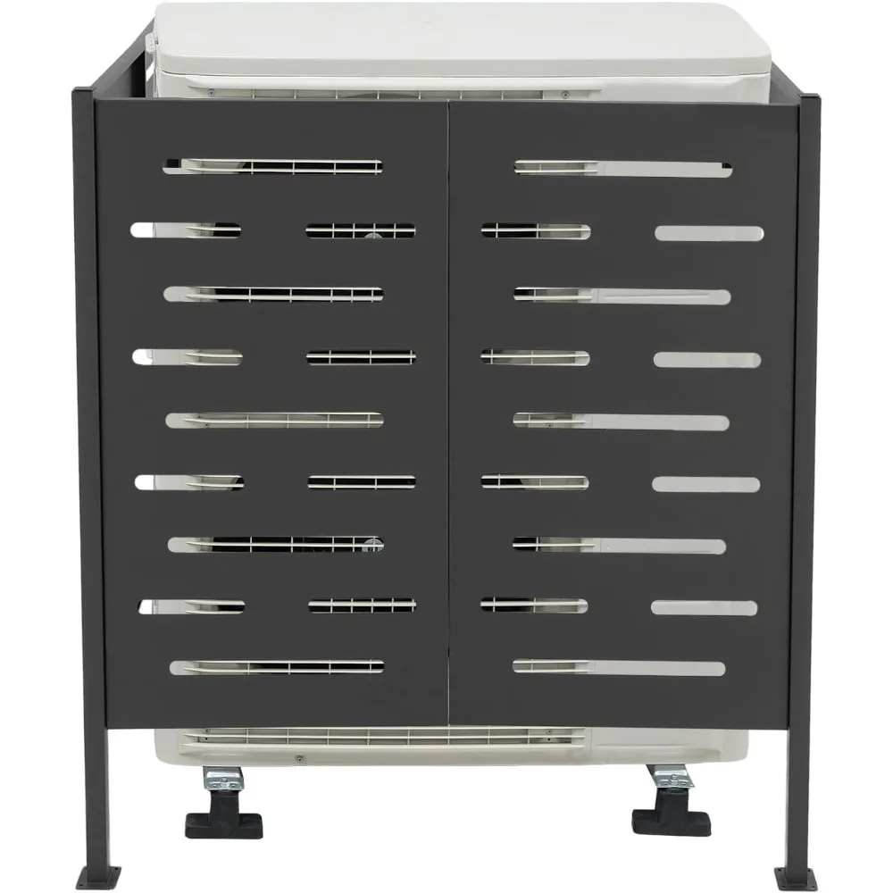 3 Panels Iron A/C Fence Screen, 42 * 42 * 45in Outdoor AC Unit Enclosure for Patio, Backyard, Garden