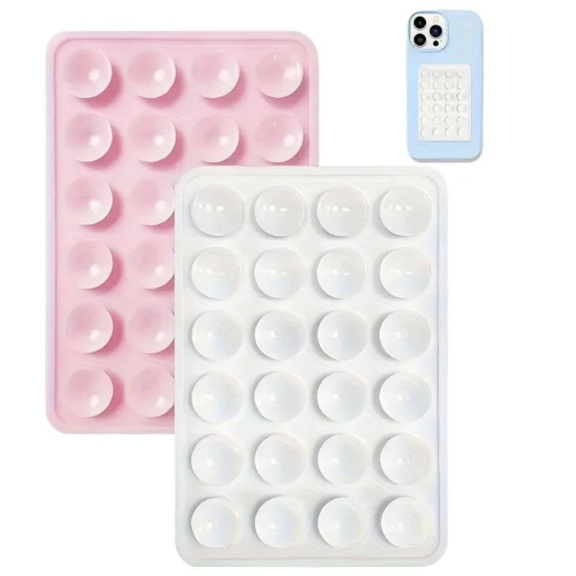 Multifunctional Suction Cup Wall Stand Silicone Suction Phone Holder Mat Square Anti-Slip Single-Sided Case Mount Back Sticker