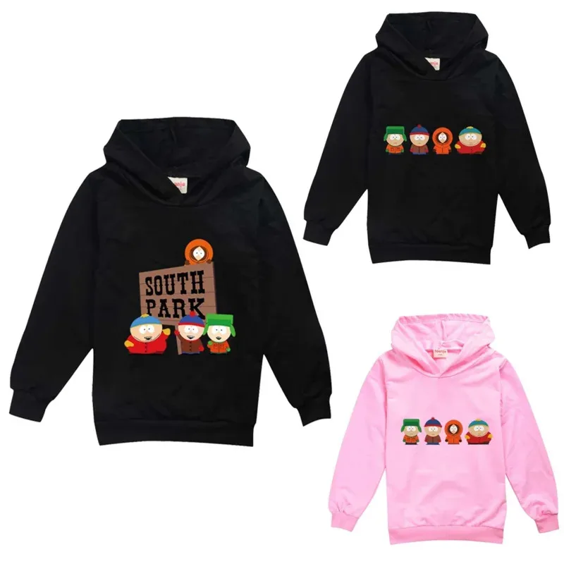 S-Southes Park Kids Hoodie Sweatshirt Toddler Boy Girl Spring Autumn Hooded Cartoon Printed Long Sleeve Shirt Clothes Xmas Gift