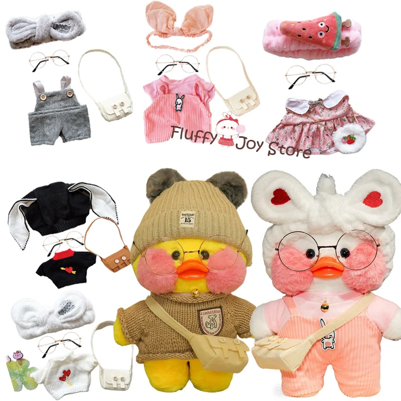 1 set Duck Accessories Sweater Dress HeadBand fit 30cm LaLafanfan Cafe Duck Plush Toys Clothes Bag Outfit Kids Girls Gifts