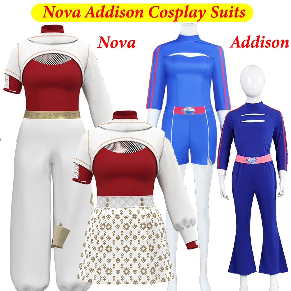 Nova Addison Cosplay Costume 2025 Movie Zombies 4 Fantasia Clothing Dress Wig Women Girls Cloth Halloween Outfits for Adult Kids