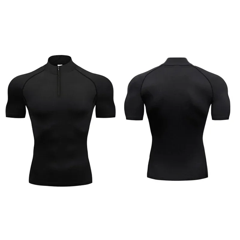 Training Exercise Polo Shirts Men Compression Shirt Running Short Sleeve T-shirts Gym Polos Summer Quick Dry Tight Fitness Tops