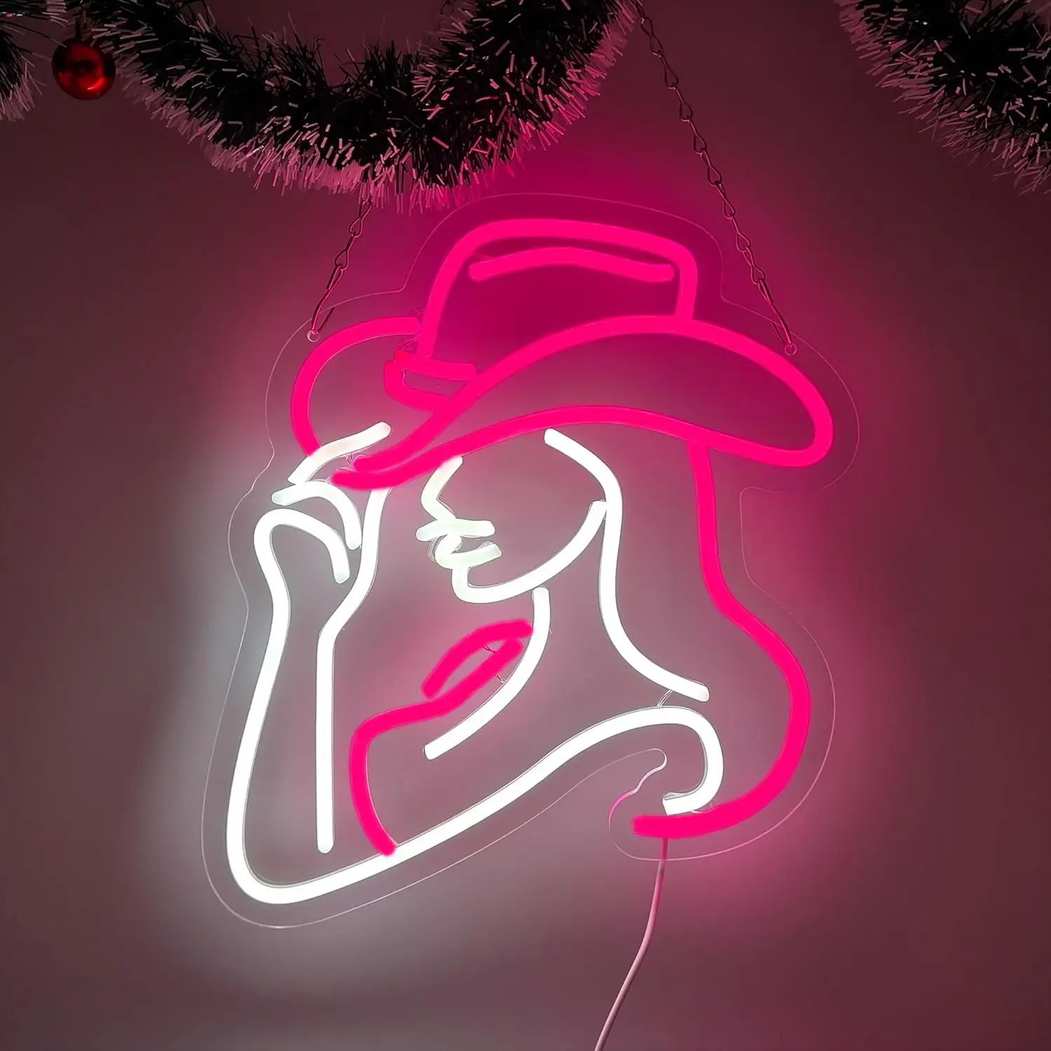 Western Cowgirl Neon Light Wall - Multicolor LED USB-Powered for Switch-Controlled with Western-Themed Cowgirl Graphics