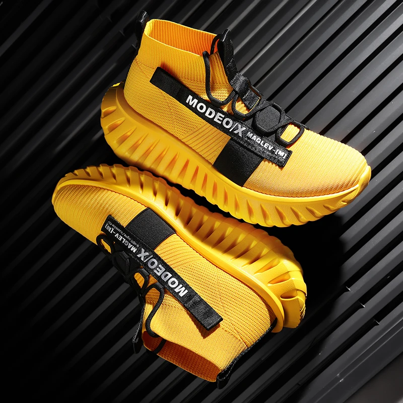 Mesh Lightweight Outdoor Sports Footwear 2025 Fall Men Casual Shoes Fashion Comfortable Breathable High Top Socks Men's Sneakers