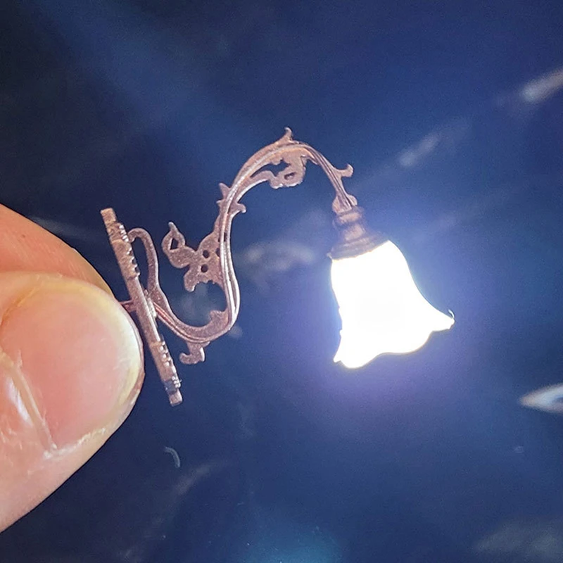 2pc Antique 1:12 Dollhouse Lamp Wall Light DIY Model Decor Toy Dollhouse Accessories Garden Yard Chandelier Sand Table Led Light