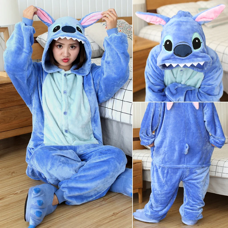 Lilo & Stitch Anime Cosplay Costumes Women Men Cartoon Jumpsuit Adults Cute Hooded Pajamas Onesies For Halloween Christmas Party