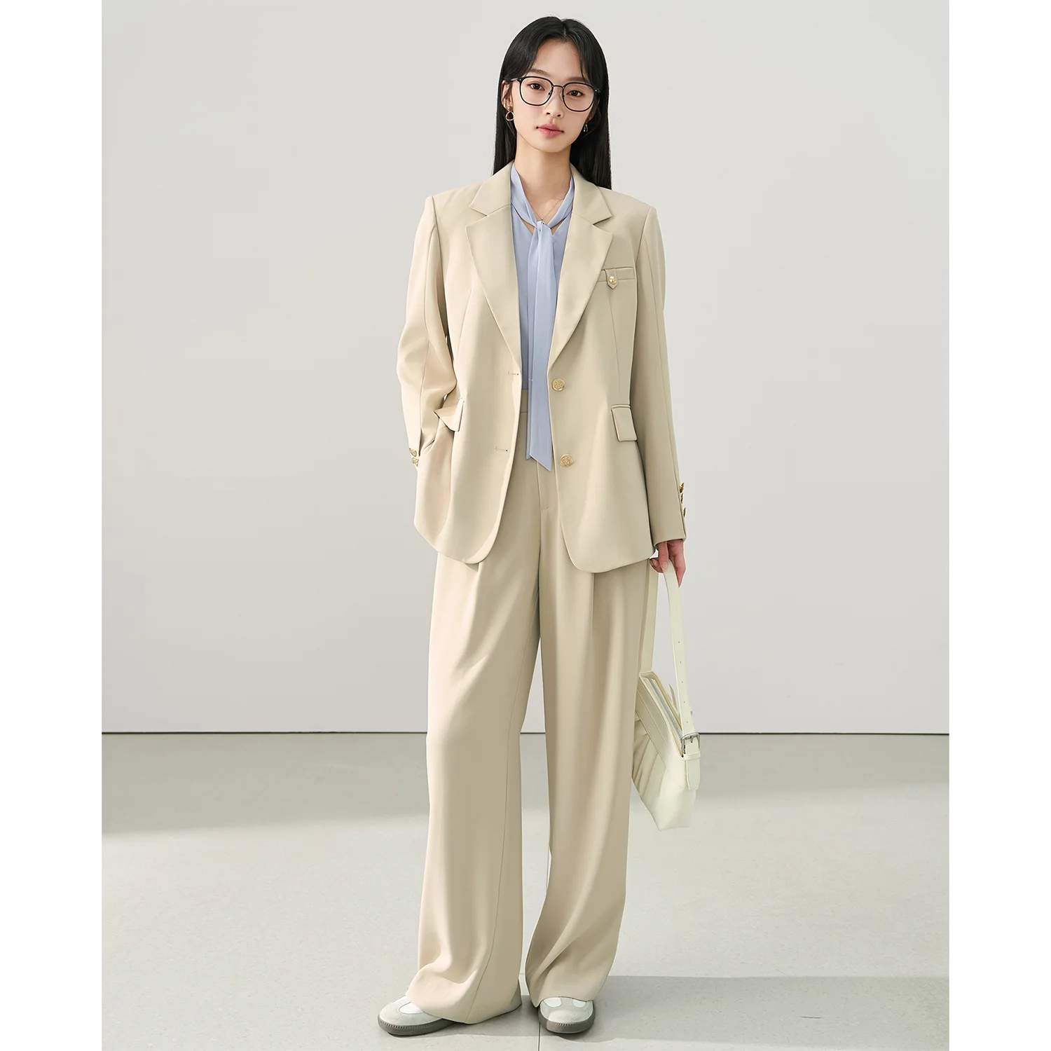 Allingentle Loose Fit Women's 2 Piece Set Fashion Women Pantsuit Set for Office Outfits Customize