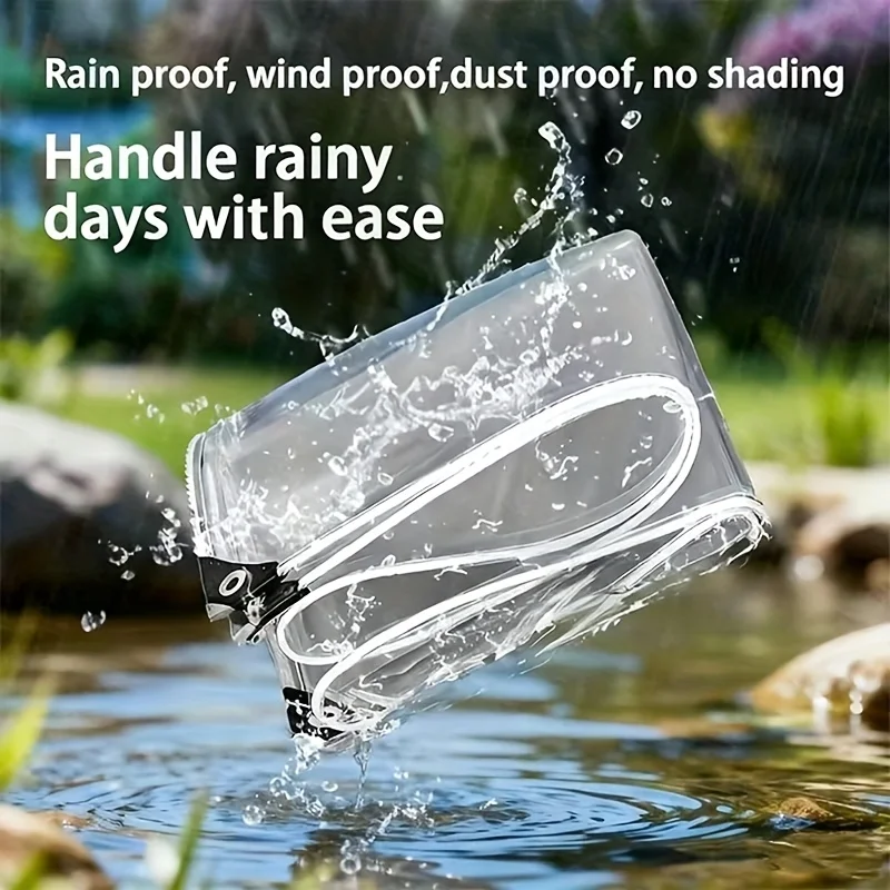Waterproof Clear PVC Tarp Reinforced Vinyl Cover for Greenhouse, Porch Winter, Outdoor Equipment Windproof Snowproof Cover Patio