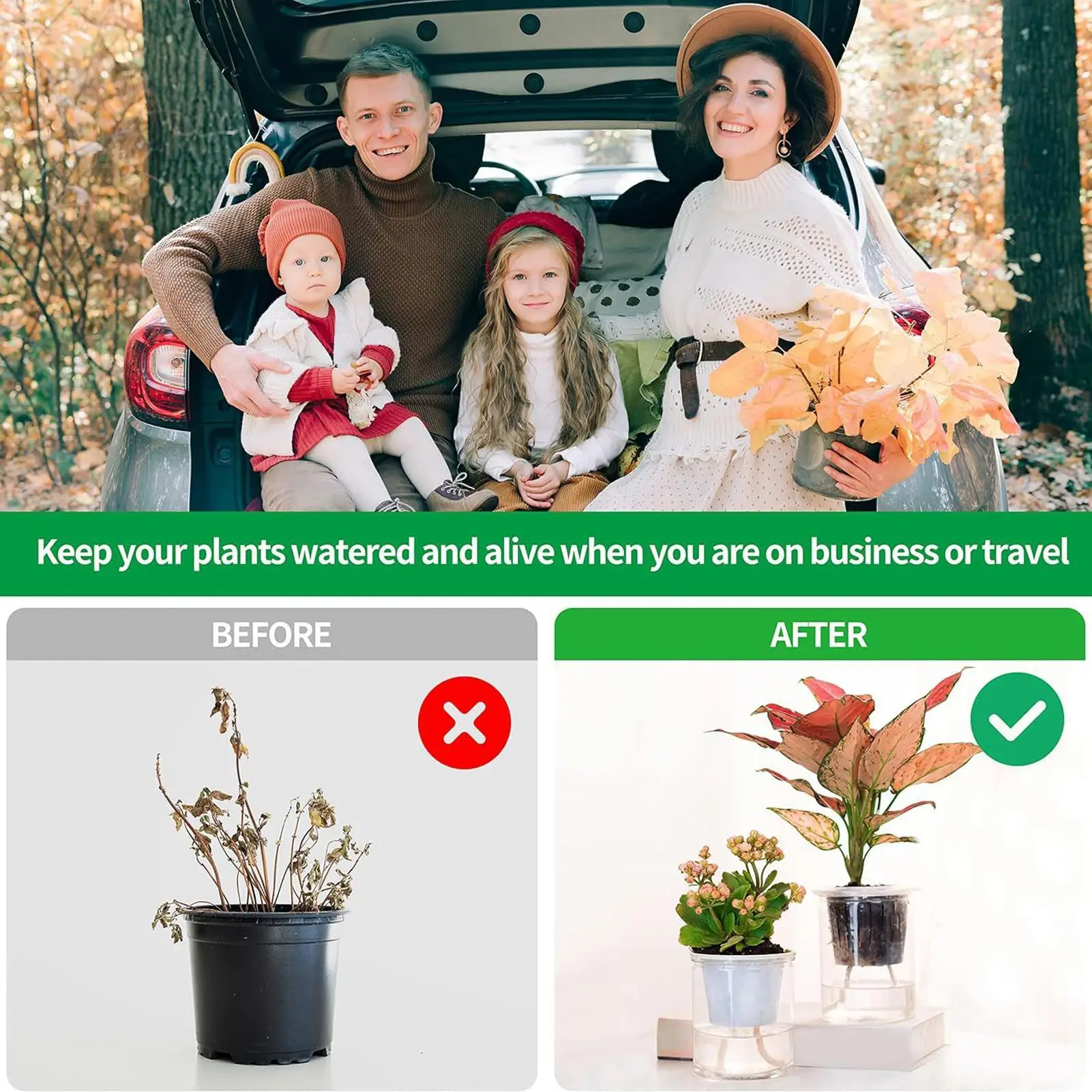 Plant Wicks For Self Watering 2-Piece Automatic Waterer Rope Plant Pot Capillary Watering System For Flower Pot Planter Indoor