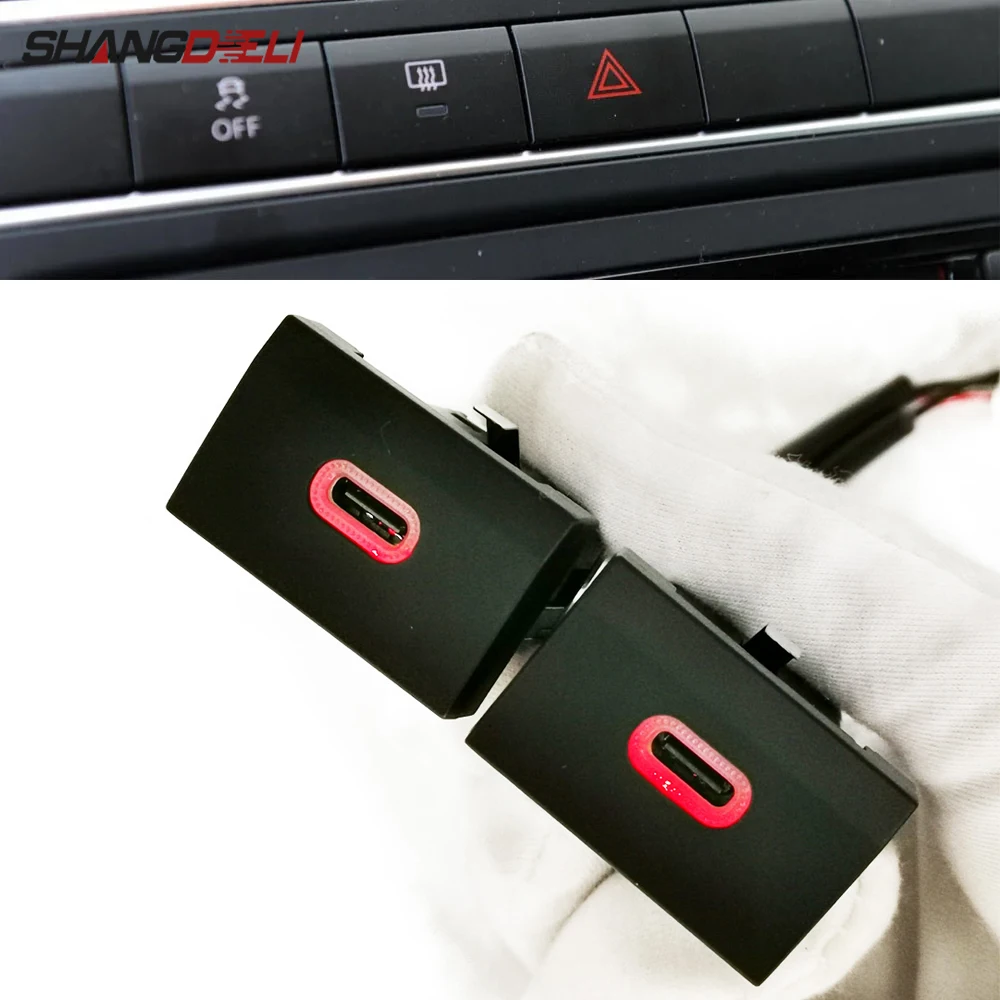 12V/24V Car Charger Socket Dual Type C PD Charging Outlet Power Phone Adapter Fit For POLO 2011-2013 Car Accessories