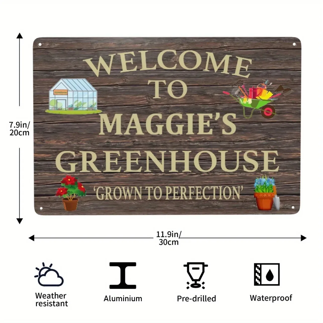 Personalized Custom Greenhouse Shed Aluminum Sign Waterproof Garden Yard Home Decor Custom Metal Wall Plaque