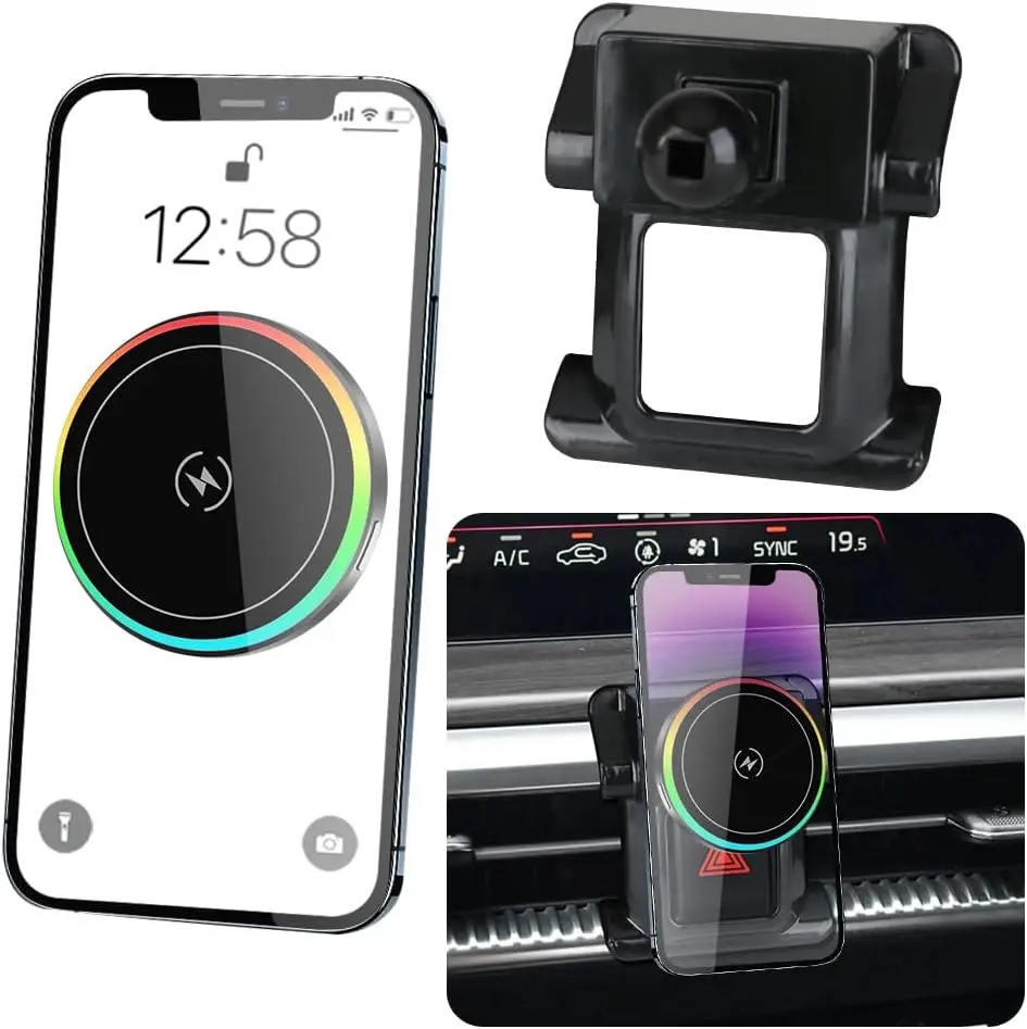 Car Magnetic Phone Mount for Kia K5 2021-2024 - Wireless Charger & Phone Stand