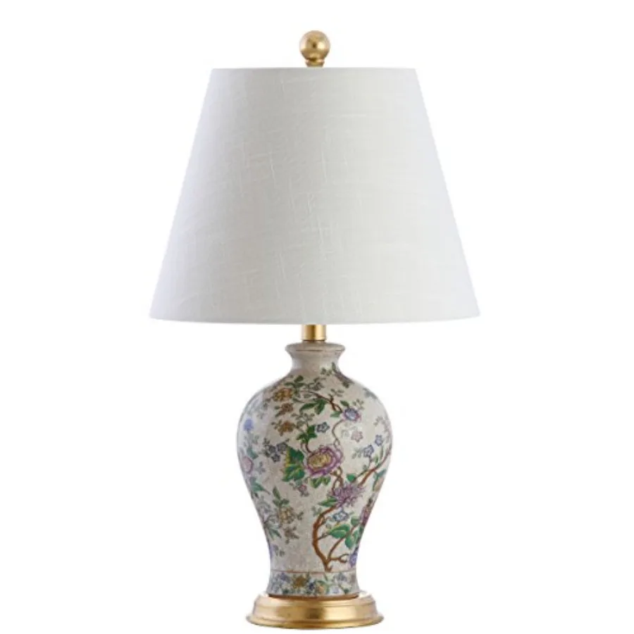 JYL3009A Grace 24" Floral LED Table Lamp Classic Cottage Bedside Desk Nightstand Lamp for Bedroom Living Room Office College Bo