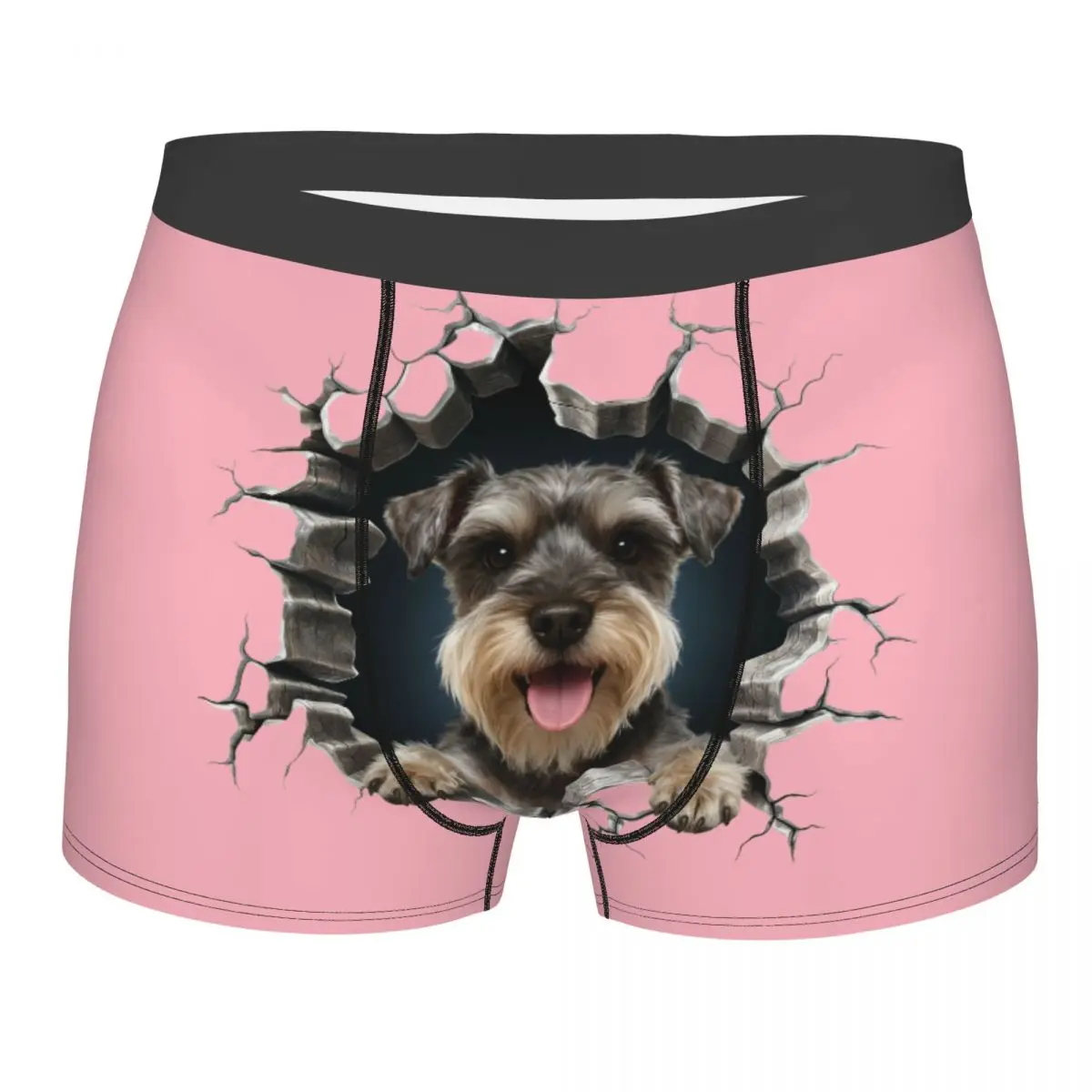 Schnauzer Wall Breaker Mens Boxers Briefs For Husband Valentine's Day Gift Dog Lover Underwear Novelty Briefs Underpants